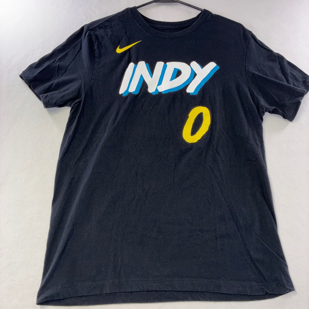 578 Sporty Nike Indiana Pacers Haliburton T-Shirt M Black Graphic Tee